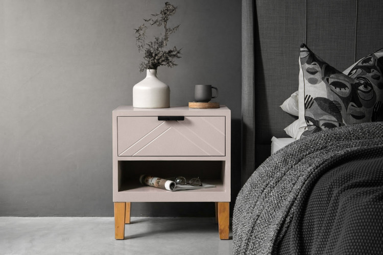 Nordik Bedside Table - Taupe Pedestals and Bedside Tables - 1