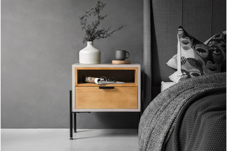 Soluna Bedside Table - Taupe Pedestals and Bedside Tables - 1