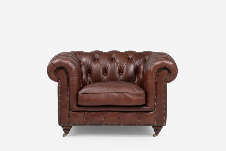 Jefferson Chesterfield Leather Armchair - Brown Armchairs - 1
