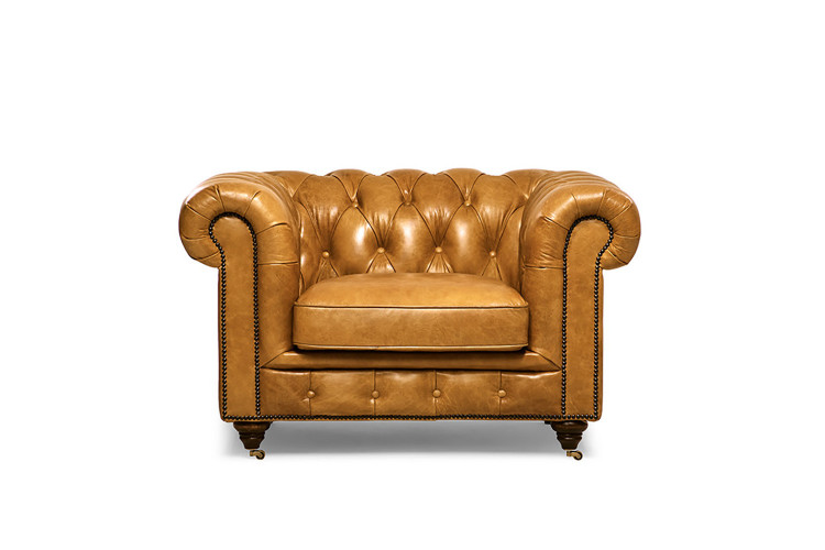 Jefferson Chesterfield Leather Armchair - Tan Brown Armchairs - 1