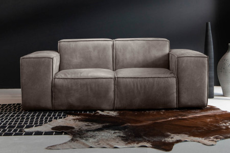 Jagger 2-Seater Leather Couch - Graphite Leather Couches - 1