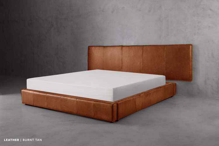 Matlock Kendrix Leather Bed - Grand King XL - Burnt Tan King Extra Length Beds - 1