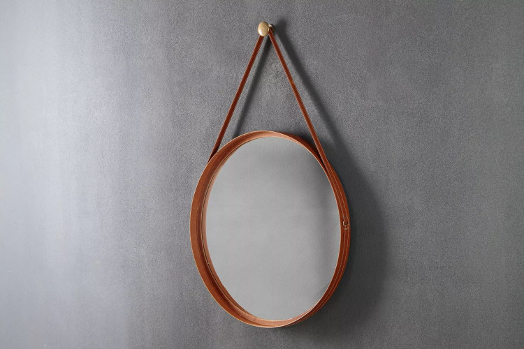 Nyla Leather Framed Mirror - Large Mirrors - 1