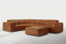 Jagger Leather Modular - Corner Couch With Ottoman - Whiskey Leather Corner Couches - 1