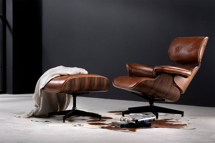 Snowden Leather Lounge Chair - Tan Leather Loungers - 1