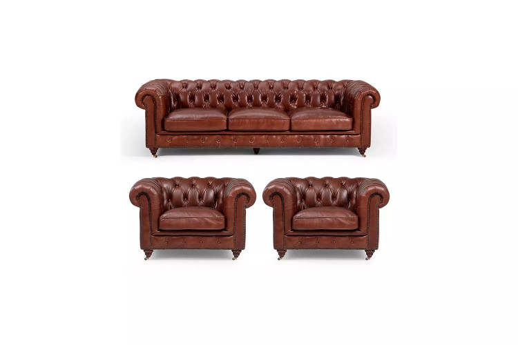 Jefferson Leather Lounge Suite - Brown Lounge Suites - 1