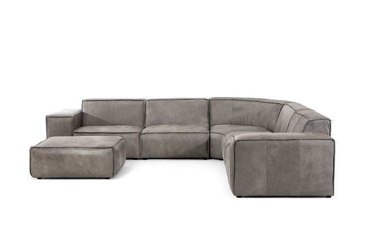 Jagger Leather Modular - Grand Corner Couch with Ottoman - Graphite Modular Couches - 1
