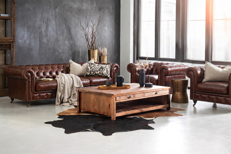 Jefferson Leather Lounge Suite - Brown Lounge Suites - 1