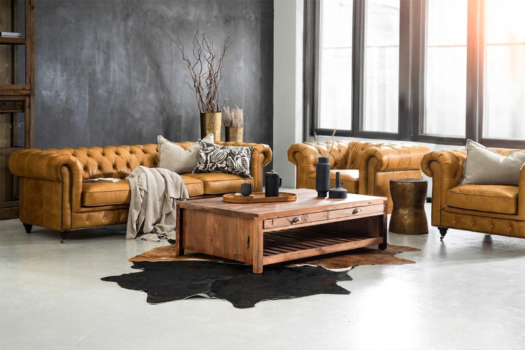 Jefferson Leather Lounge Suite - Tan Brown Lounge Suites - 1