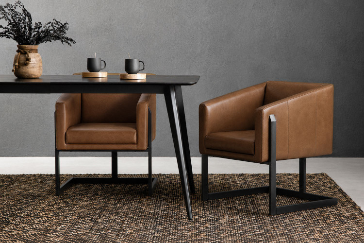 Elson Leather Dining Chair - Dawn Tan Dining Room Furniture - 1