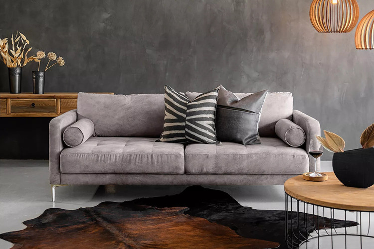 Hayden 3-Seater Couch - Stone 3 Seater Fabric Couches - 1