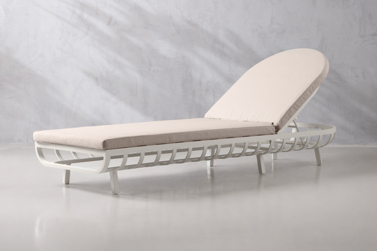 Lisbon Pool Lounger - Stone & White Patio and Outdoor Lounge Furniture - 1