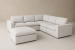 Bexley Leather Grand Corner Couch Set with Ottoman - Pearl Modular Couches - 2