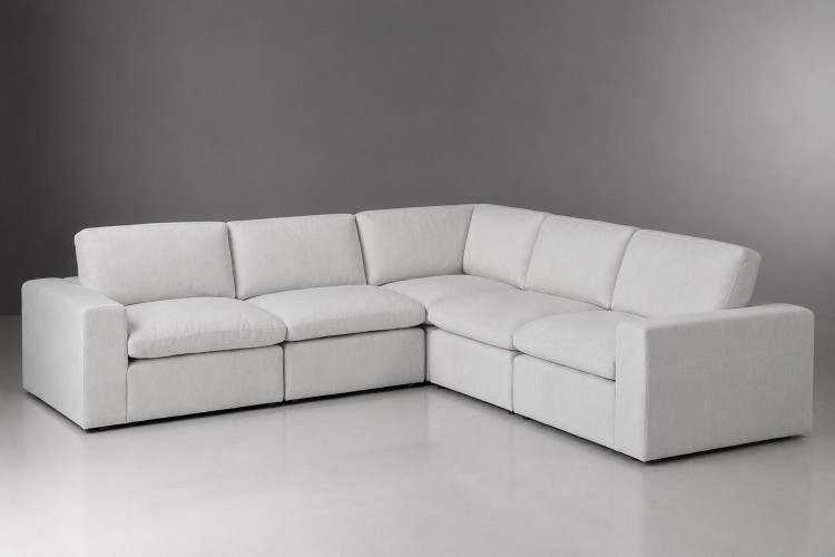 Bexley Leather Grand Corner Couch Set - Pearl Couches - 1