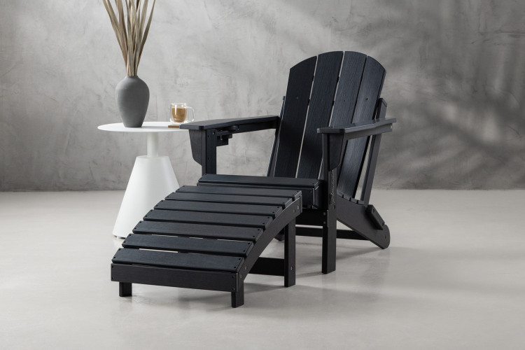Hampton Patio Lounge Chair & Footrest - Charcoal Patio Chairs - 1